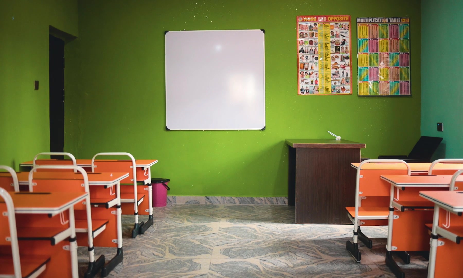 A colourful shapes display in a Nursery classroom at Einstein High School